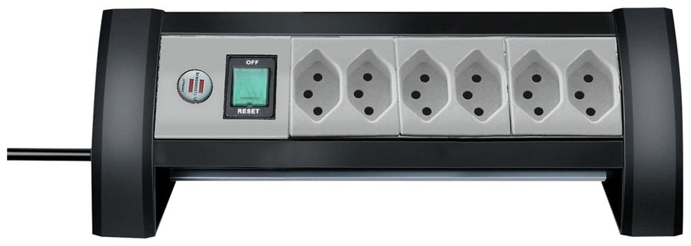 Presa multipla Premium-Office-Line interruttore 6×T13 3m H05VV-F 3×1.5mm² ne/grc