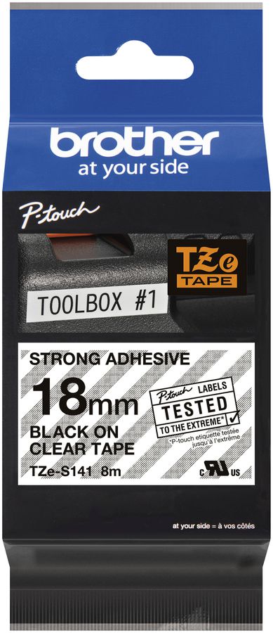 Cassette de ruban à imprimer TZe-S241 18mm×8m, transparent-noir