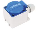 Prise AP Steffen 1×T13 1P 10A 250V IP20 couvercle bleu, blanc