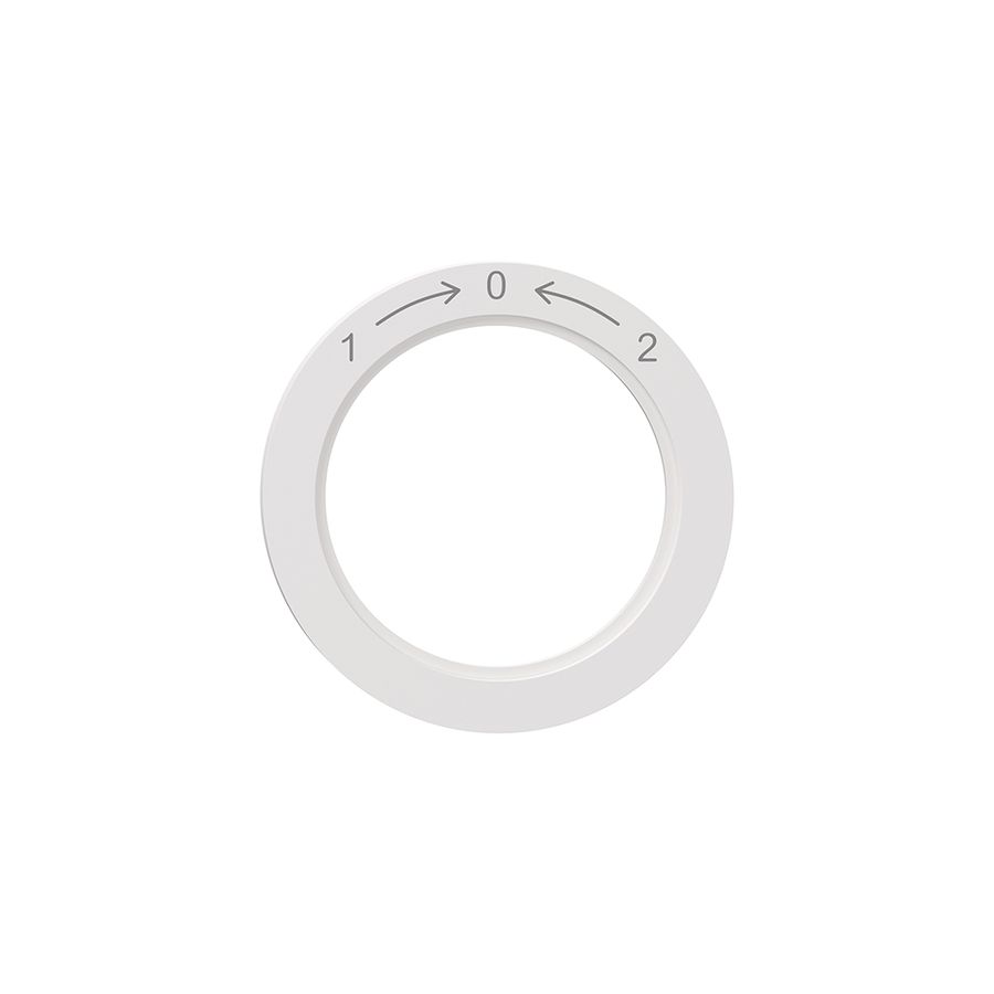 Kennscheibe NEVO, f.Drehschalter, 1 -> 0 <- 2, weiss