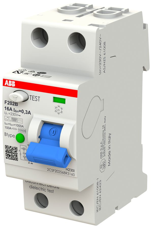 Interrupteur différentiel proM compact 1PN type B, 16A 300mA 2UM légèr.retardé