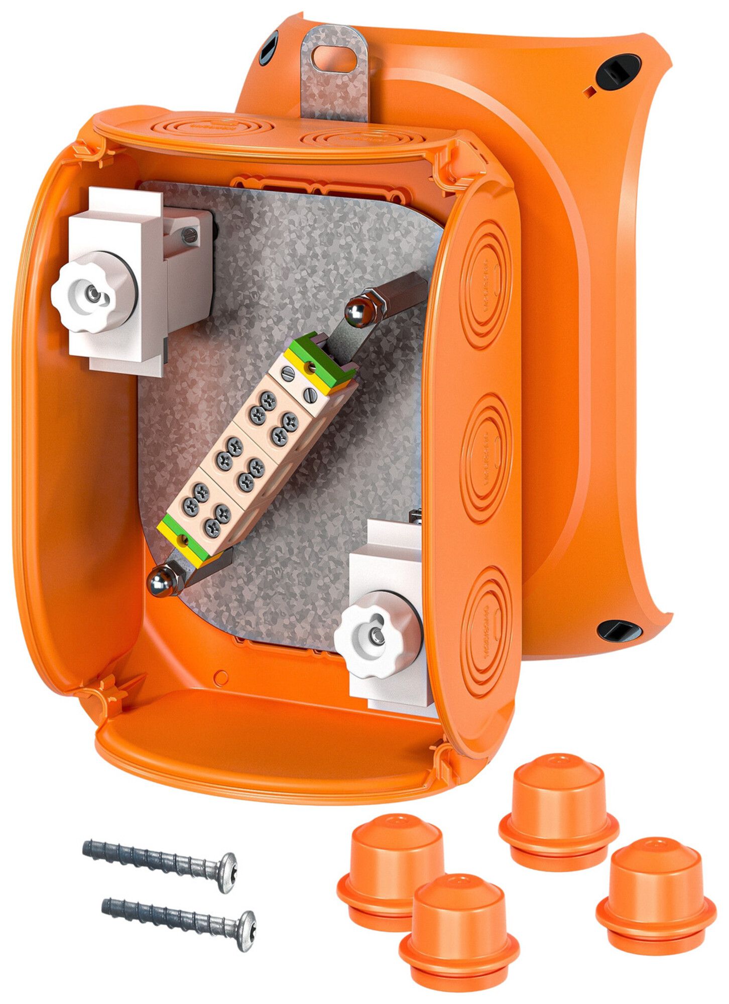 Boîte de dérivation AP Hensel FK E90 155×210×92mm IP66 2×D01 orange