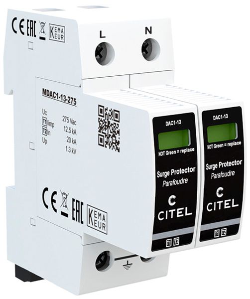 Blitzstromableiter  Citel DAC1-13S-20-275 Typ 1+2, 2-polig