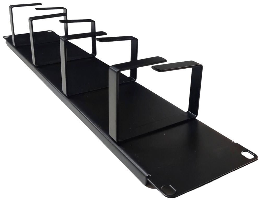 Rangierpanel 19" Standard-Line, 4× Kabelbügel 64×86mm 2HE St-Bl schwarz