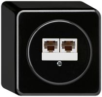 AP-Anschlussdose basico 2×RJ45u getrennt schwarz