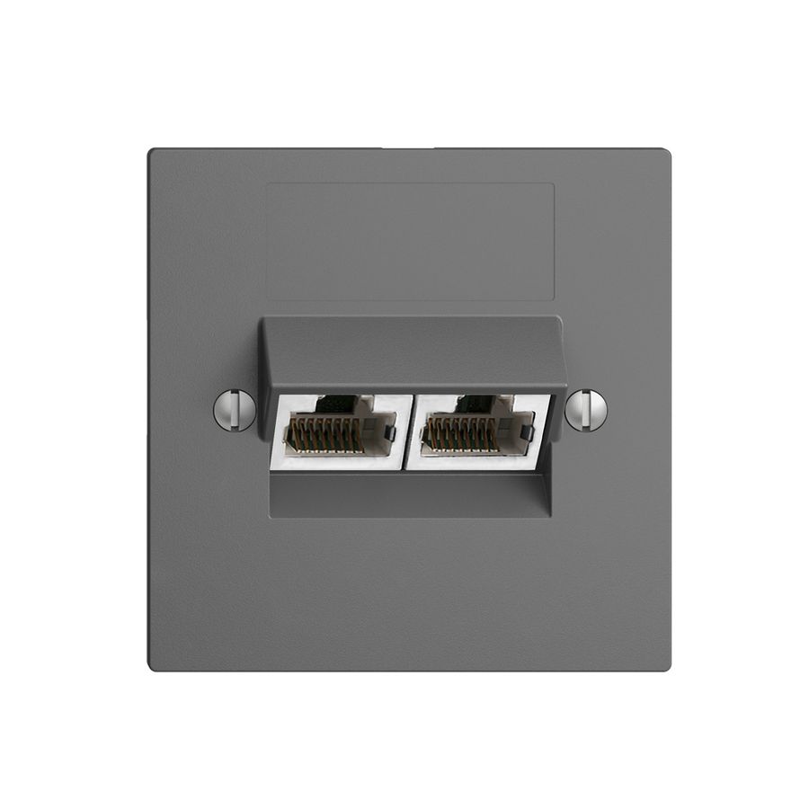 Einsatz zu UP-Anschlussdose 2×RJ45/s 8P getr. EDIZIOdue dunkelgrau ITplus