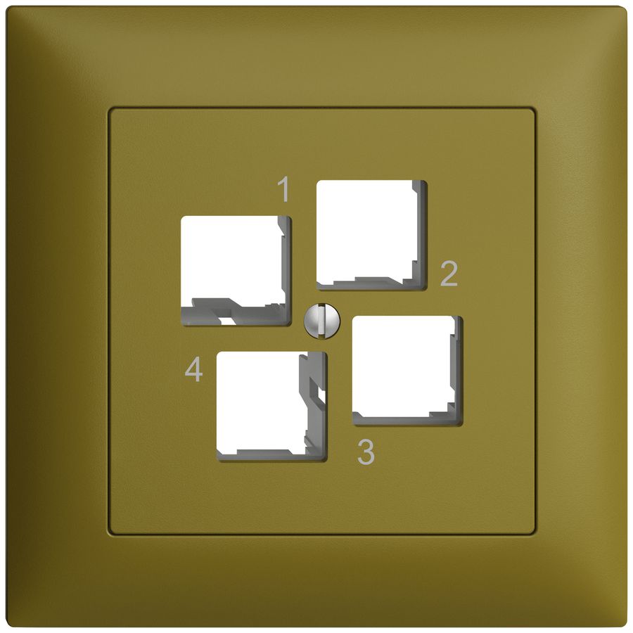 Kit de montage ENC Edue FMI EASYNET S-One, pour 4×RJ45, sortie droite, olive