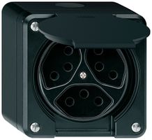 AP-Steckdose robusto 3×Typ 13 schwarz