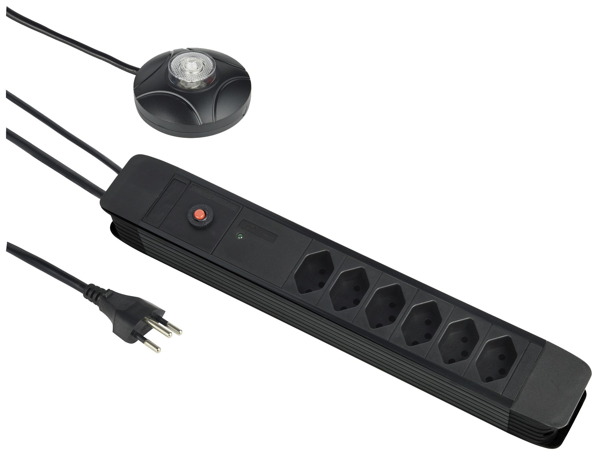 Presa multipla PRINCIPIO+ 6×tipo 13 verticale cavo 3m interruttore esterno nero
