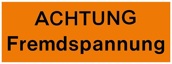 Warnaufkleber ACHTUNG Fremdspannung 70×25mm selbstklebend rot