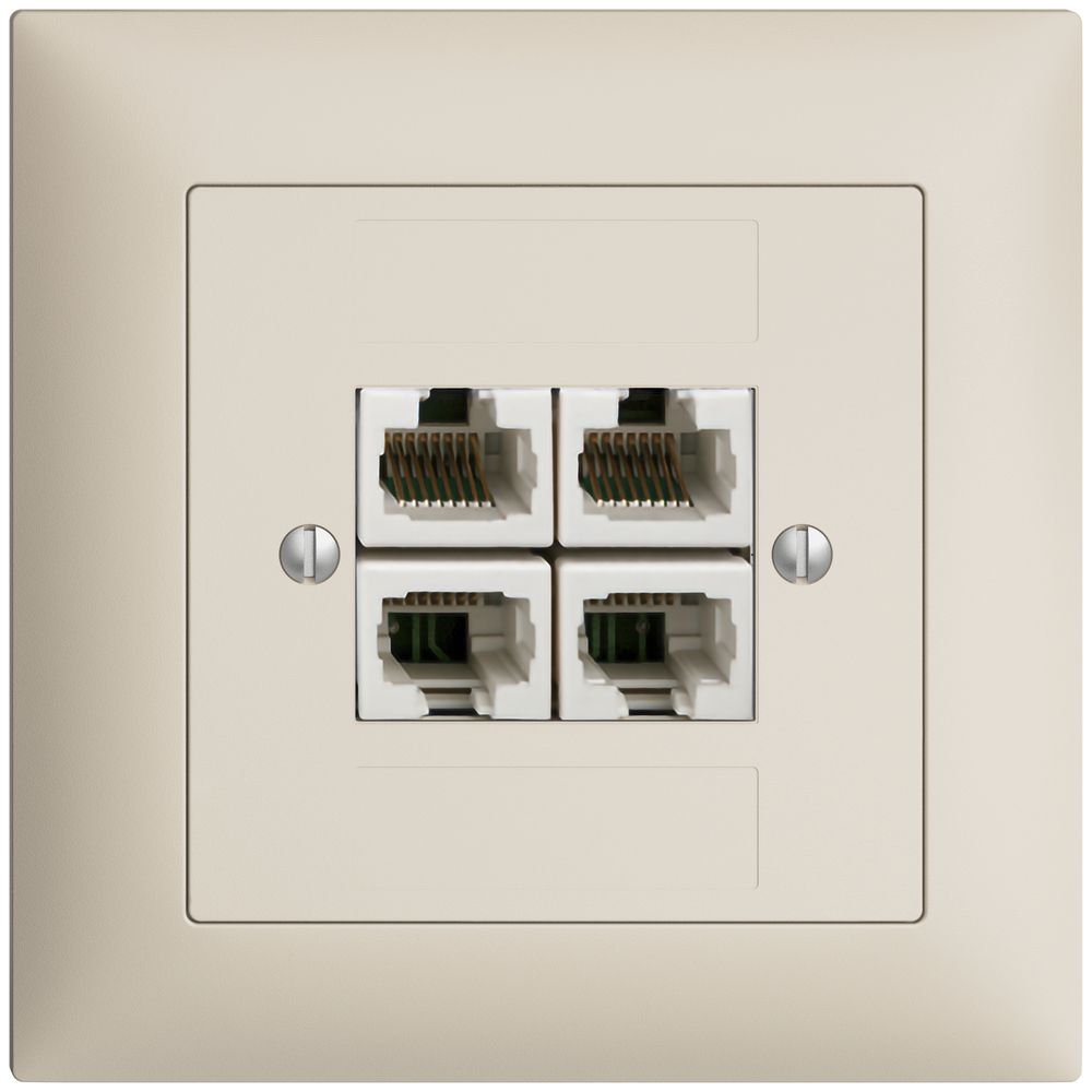 UP-Anschlussdose 4×RJ45/u 4P getr. EDIZIOdue crema ITplus
