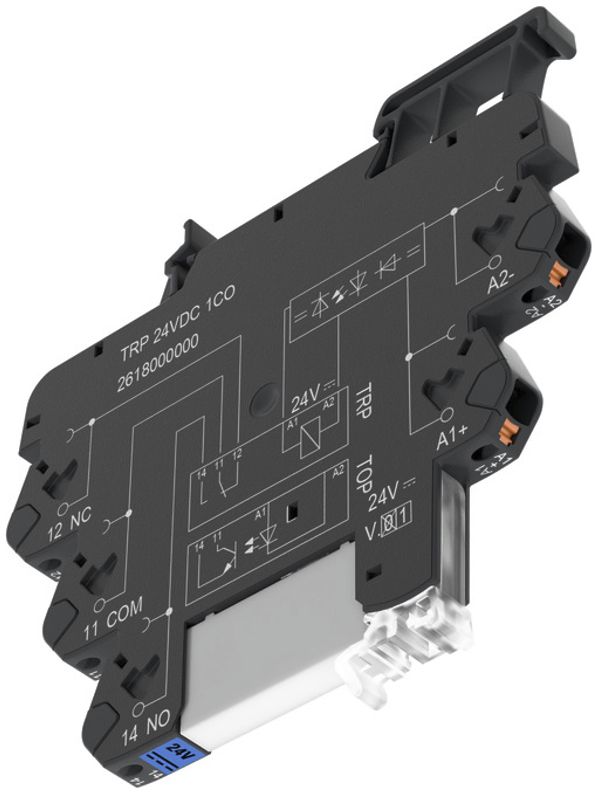 Interface relais WM TRP 24VDC LED vert 1C 250VAC 6A, PUSH IN