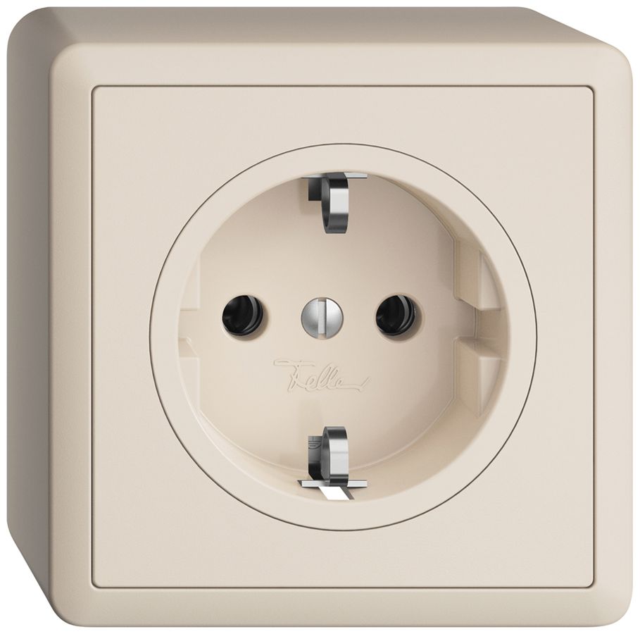 Presa AP Feller EDIZIOdue Schuko 16A 230V 74×74mm crema