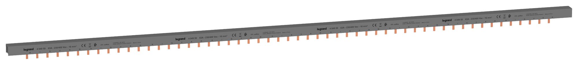 Kammschiene HX³standard 2P 3Ph Stift 16mm² 80A 1016mm grau