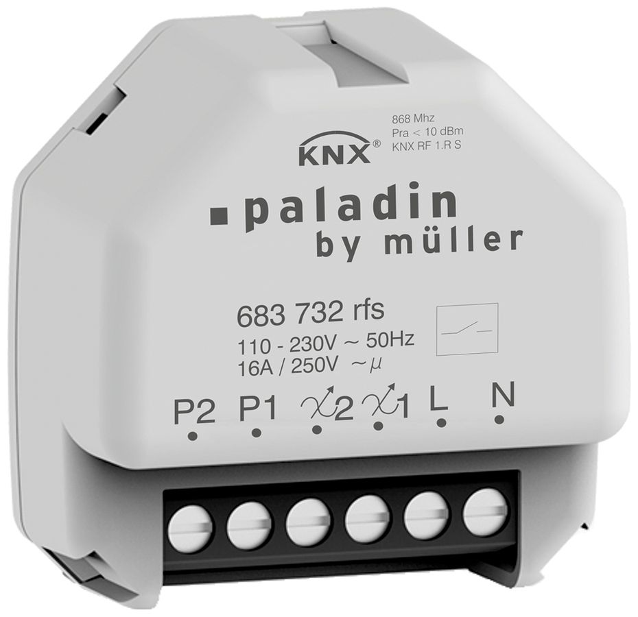 Attuatore per persiana KNX RF INS paladin 683 732 rfs 1-can 16A 110…230V 2×DI