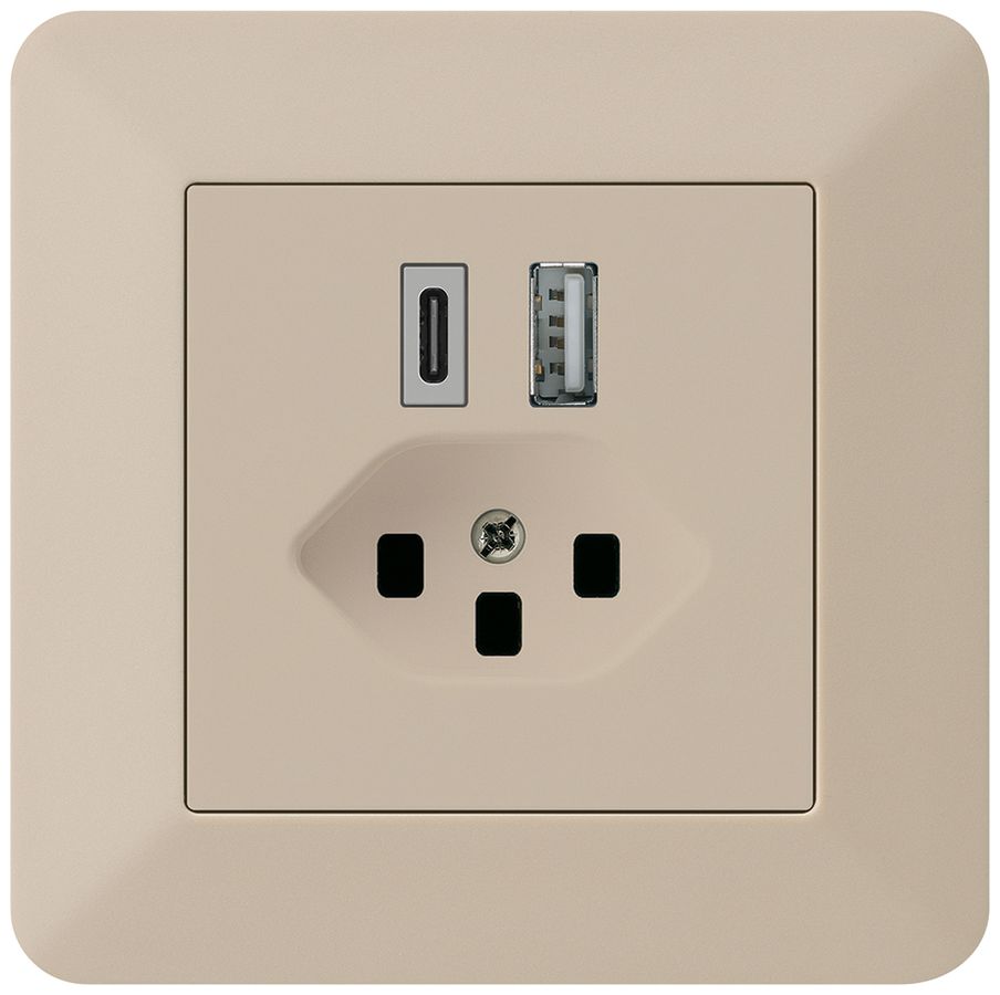 Prise de charge USB ENC kallysto.trend 18W PD 1×type A 1×type C T23 beige