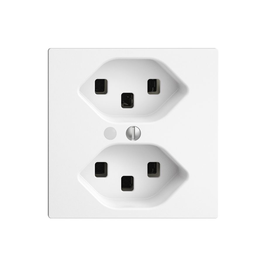 Prise EDIZIOdue 2×T23 blanc 16A avec LED vert, bornes enf.