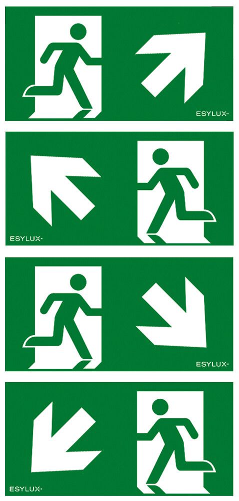 Piktogramm-Satz ESYLUX SLB 21m Pfeil OR/OL/UR/UL 230×120mm