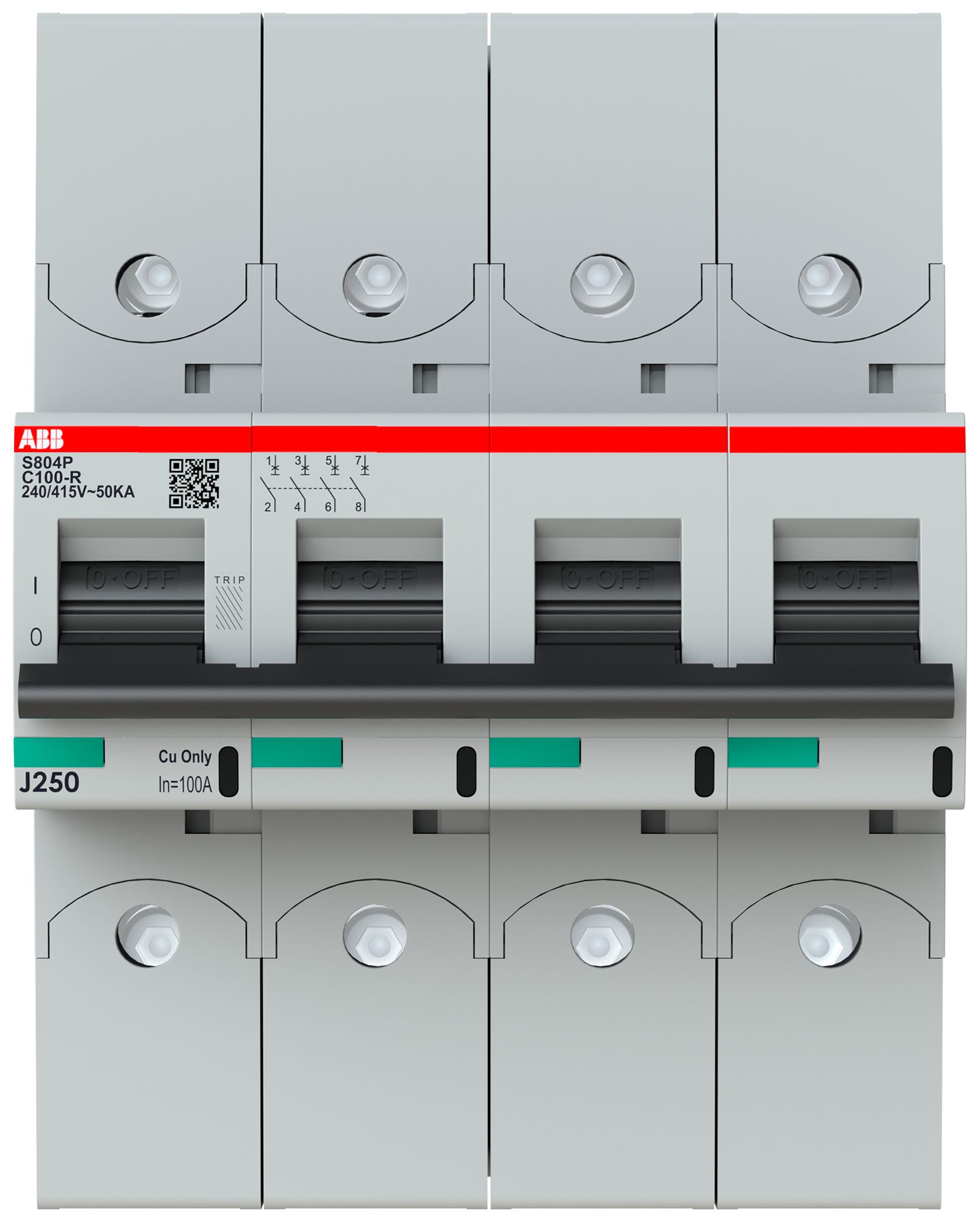 Leitungsschutzschalter ABB S804P-C100-R 4P 400V C-100A 50kA 6TE