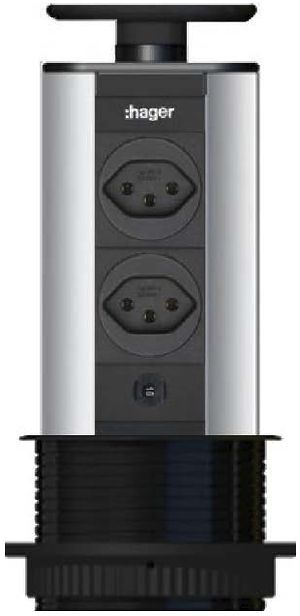 Steckdose versenkbar Tehalit 2×T13 Liftup 4 mit Wippdecke Kunststoff