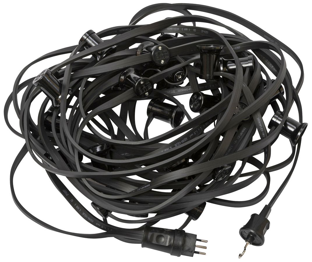 Guirlande d'illumination avec 25 douilles E27, T12, 25m, noir