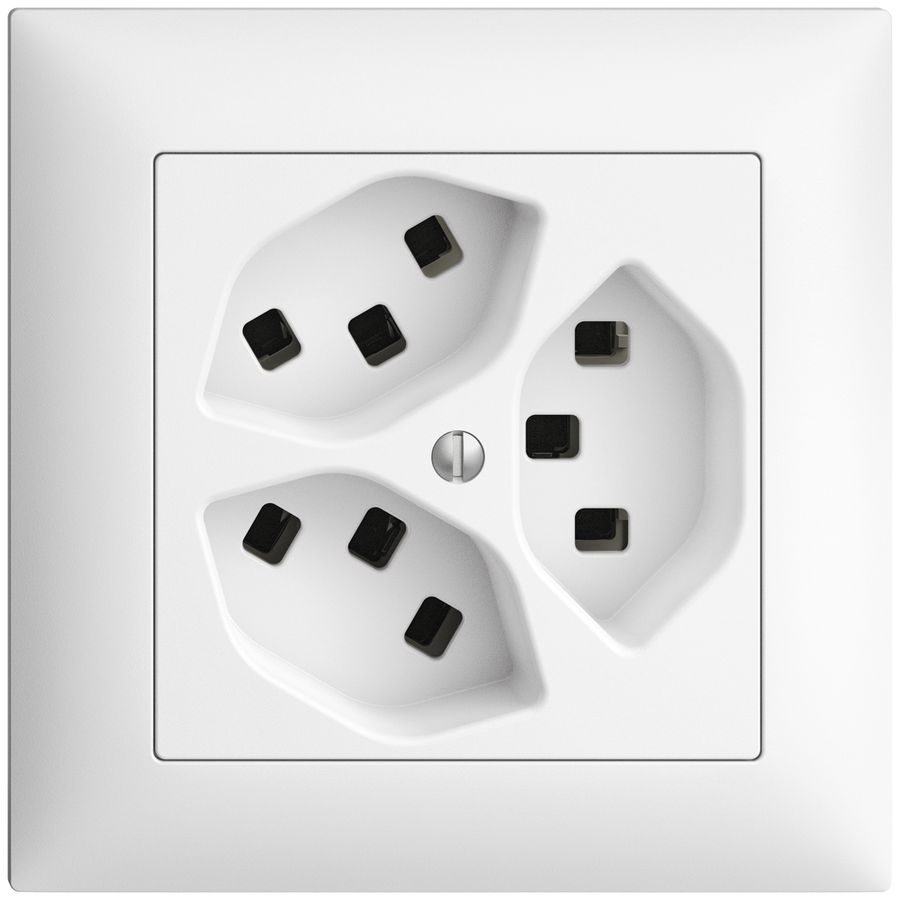 Prise ENC 3×T23 16A EDIZIOdue blanc, avec bornes enf.