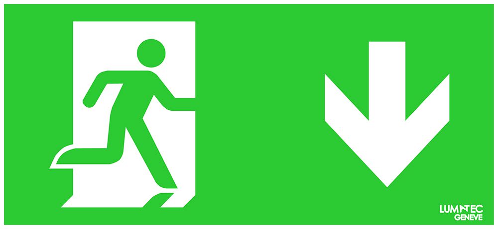 Piktogramm-Scheibe Lumatec A12 200.30/E5/HL3, einseitig Pfeil nach unten