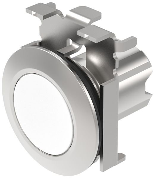 EB-Druckschalter EAO45, R, weiss Ring sandgrau, flach