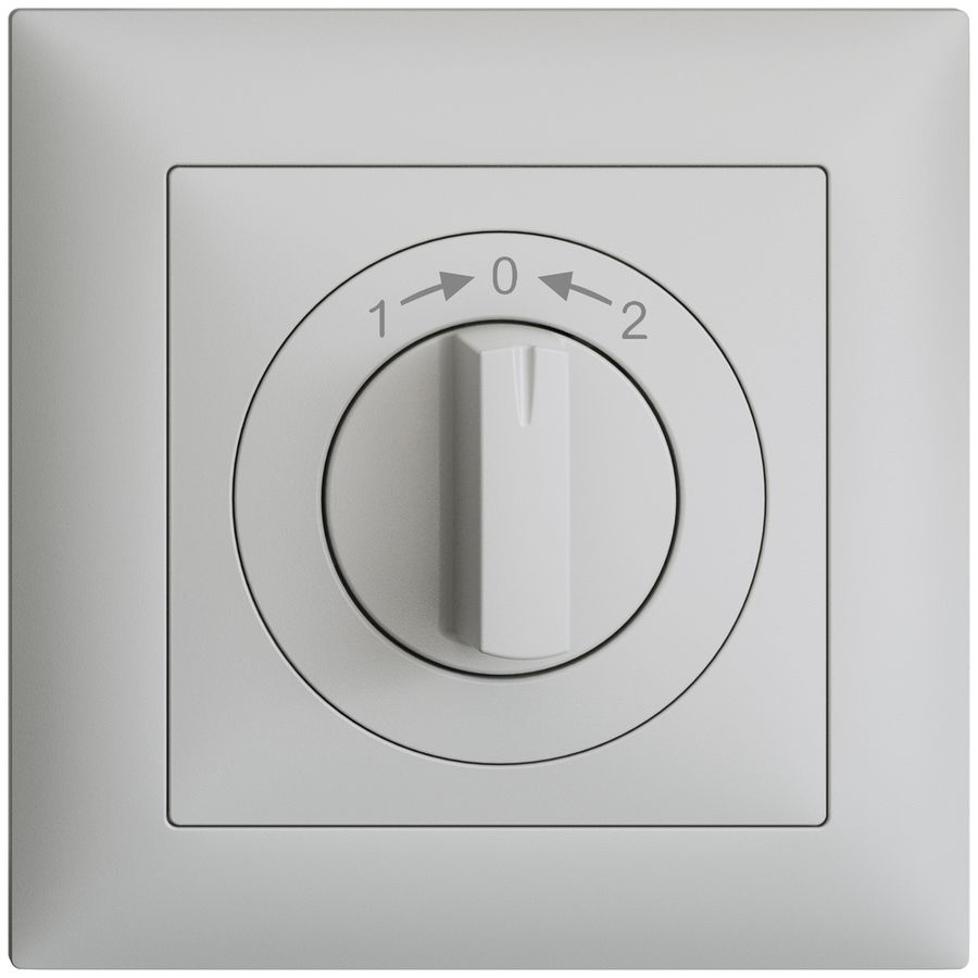 Frontset EDIZIOdue 1->0<-2 hellgrau 88×88mm für Schwenktaster