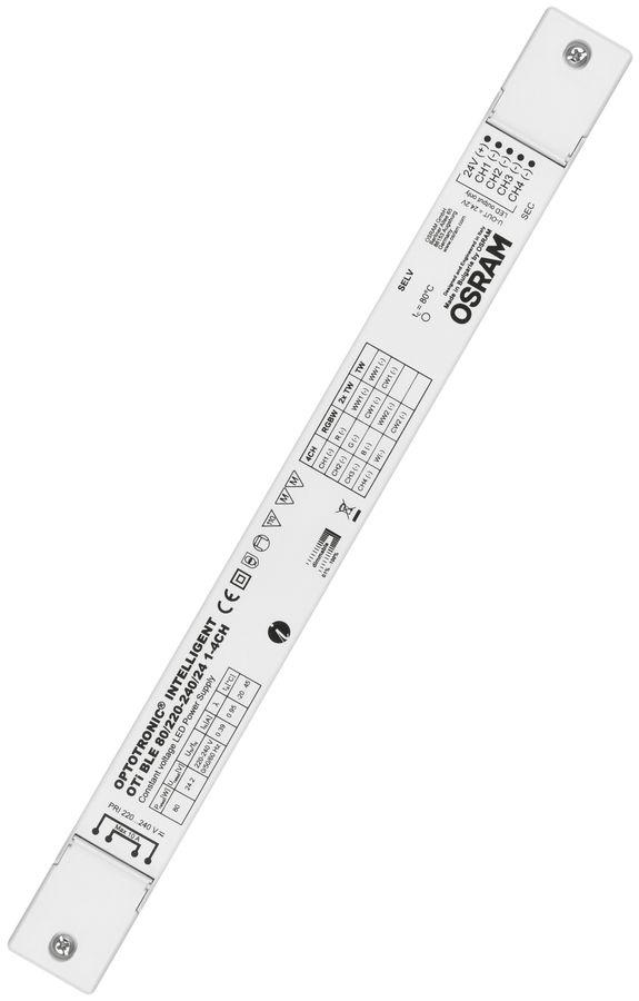 Convertitore LED OTi BLE 80/220…240/24 1…4 CH 80W 24VDC 346×32×22mm