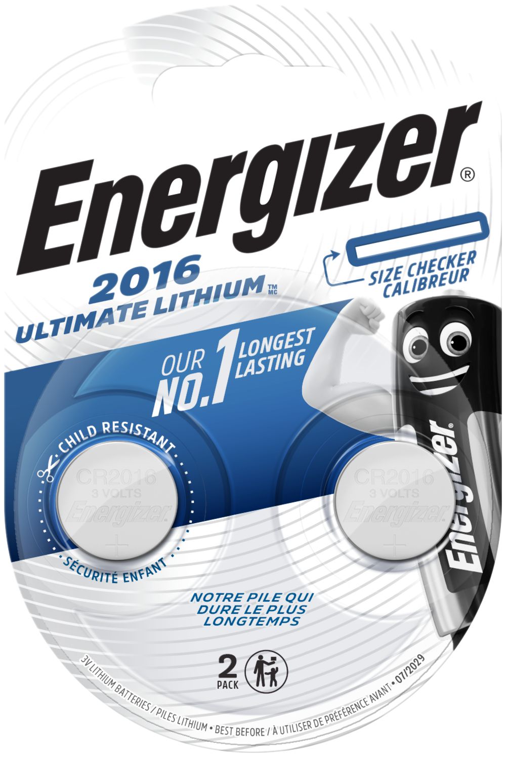 Pila bottone litio Energizer CR2016 3V blister a 2pezzi