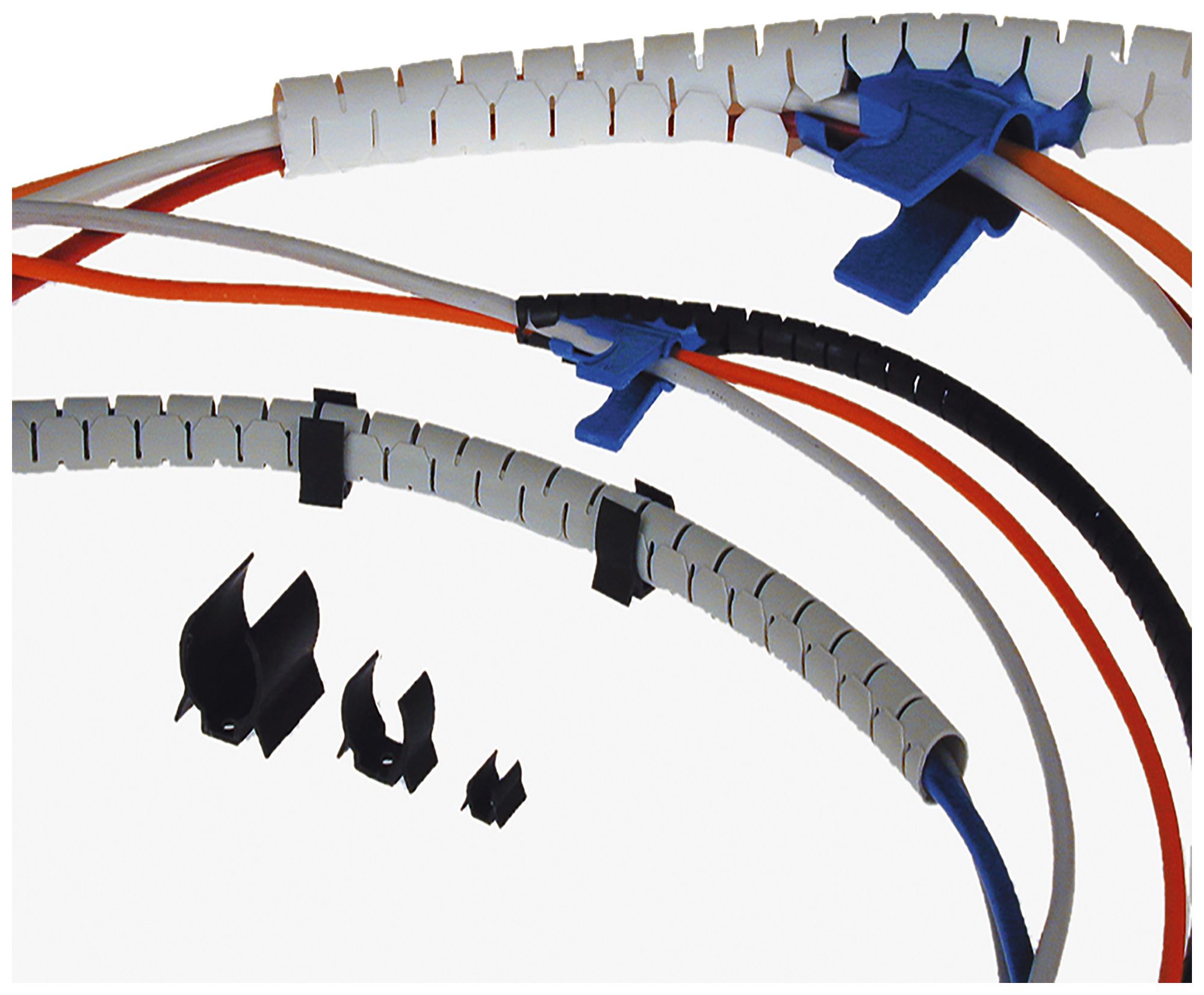 Spiralband Quick-Tube 15mm hellgrau 25m in Box mit 1 Werkzeug