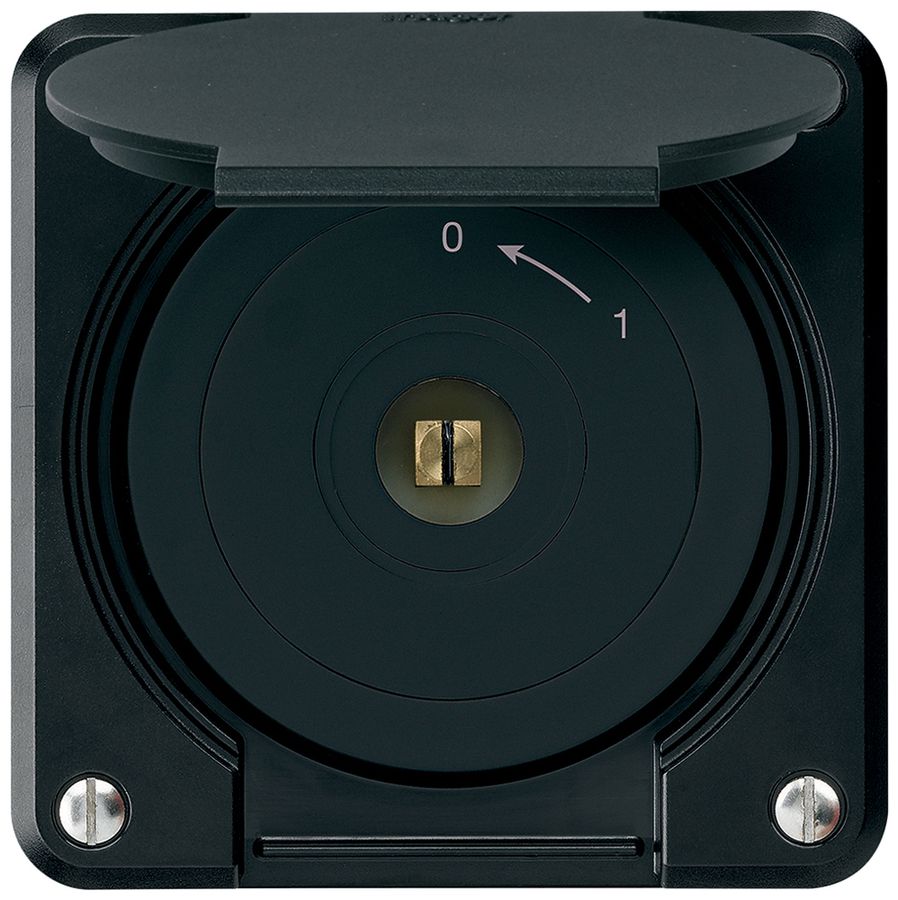 Contact pivotant à clé carrée ENC robusto IP55 noir avec clapet 2P combi
