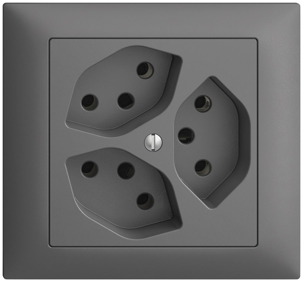 EB-Steckdose EDIZIOdue 3×T13 dunkelgrau