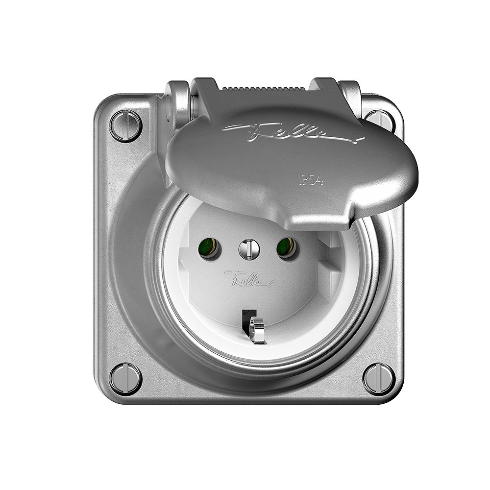 Prise SCHUKO FH GV 16A, 250VAC, L+N+PE aluminium poli