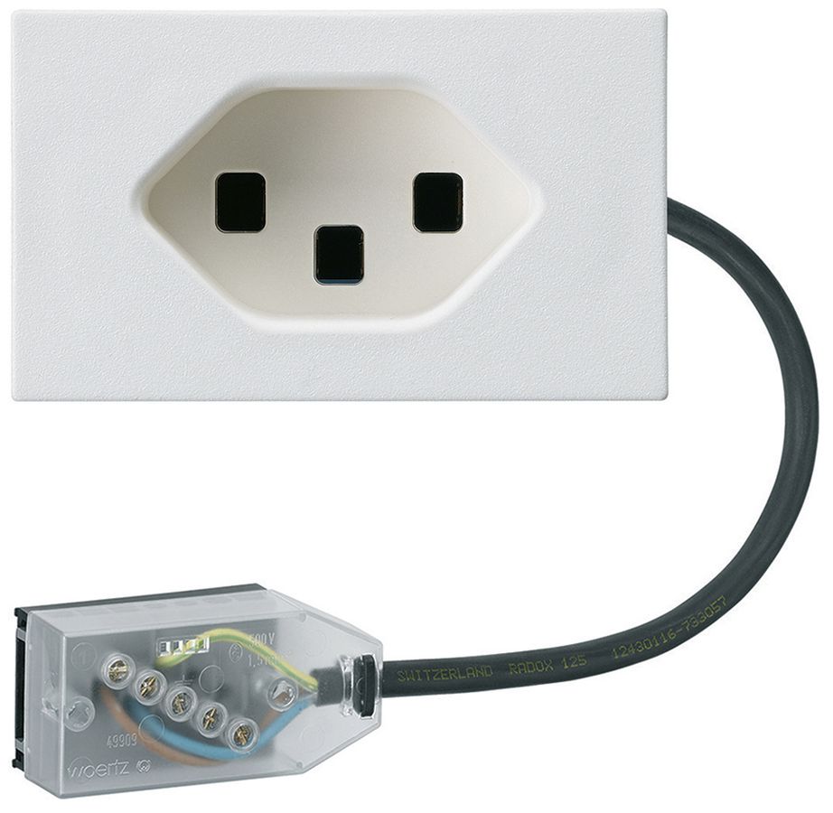 Prise INC 1×type 23 Hager FLF pour câble plat Technofil L2 blanc