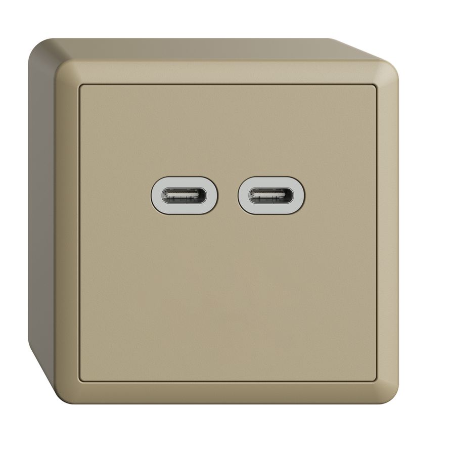 AP-Steckdose USB 18W 2×Typ C Feller EDIZIOdue FX54 230V 3600mA sand