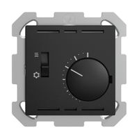 Termostato ENC EDIZIOdue, c.interruttore, prof.34mm, 77×77mm, nero