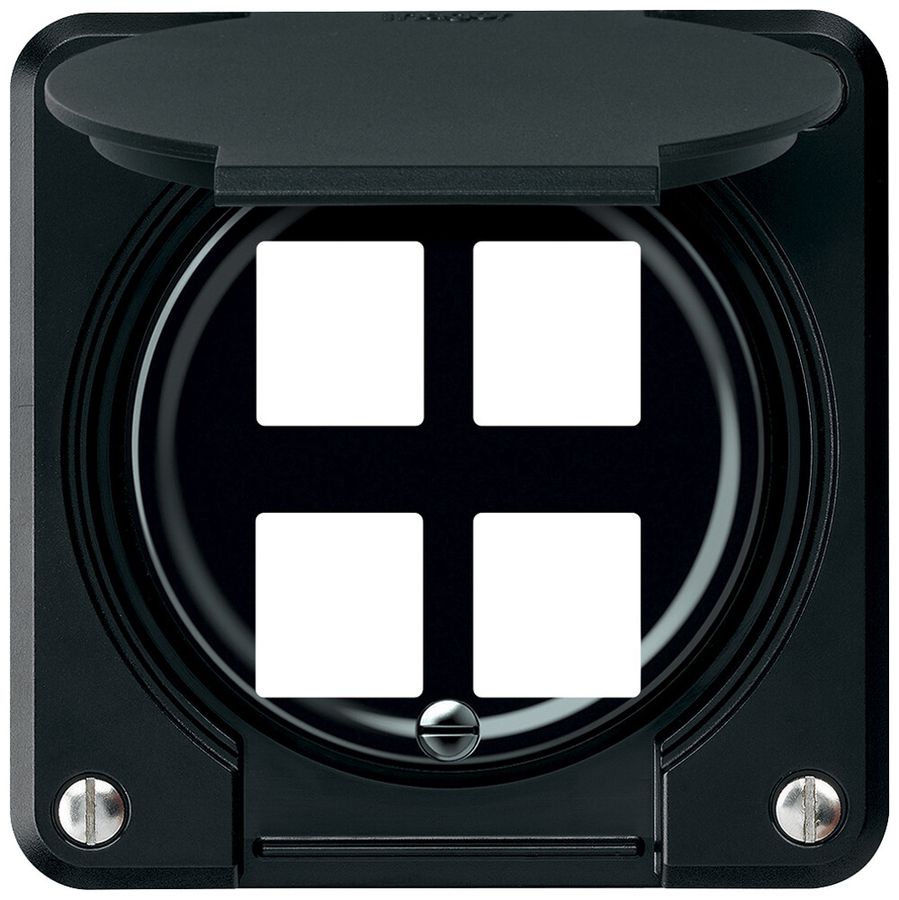 Kit di montaggio robusto diritto per 4 prese 86×86mm nero