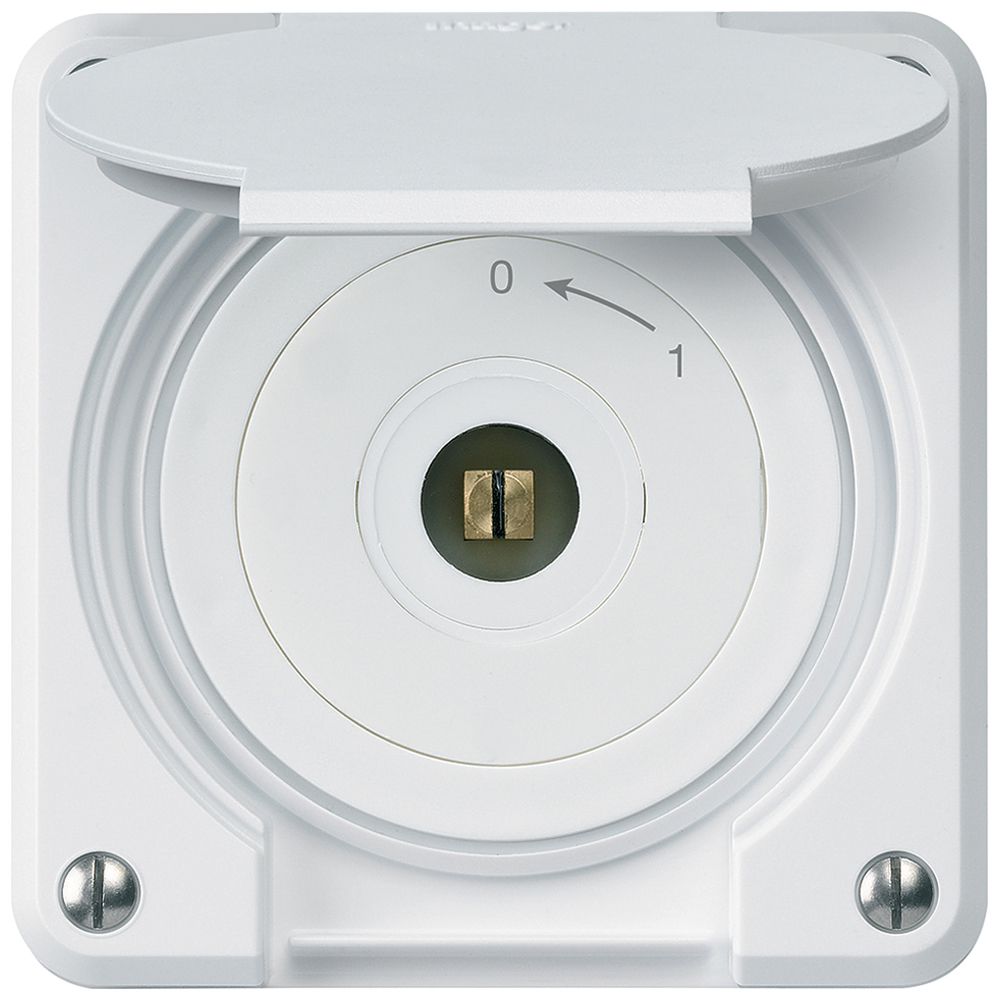 Contact pivotant à clé carrée ENC robusto IP55 blanc avec clapet 2P combi