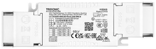 Alimentation LED Tridonic LC SNC4 18.9…25.2W 24…42V 450…600mA 147×42.8×29.8mm