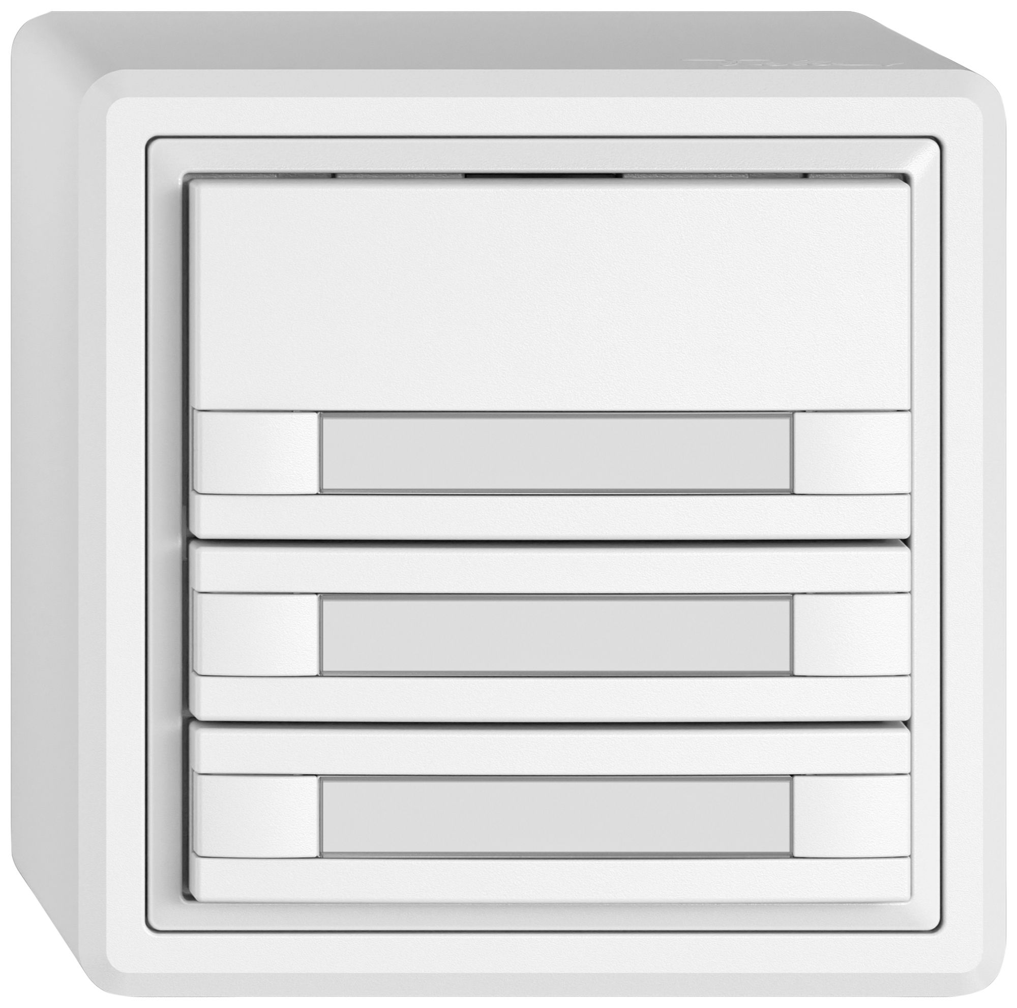 AP-Universaltaster EDIZIO.liv UNI SNAPFIX® 12…48V o.LED 3× 2-Tbed.Pap.ws