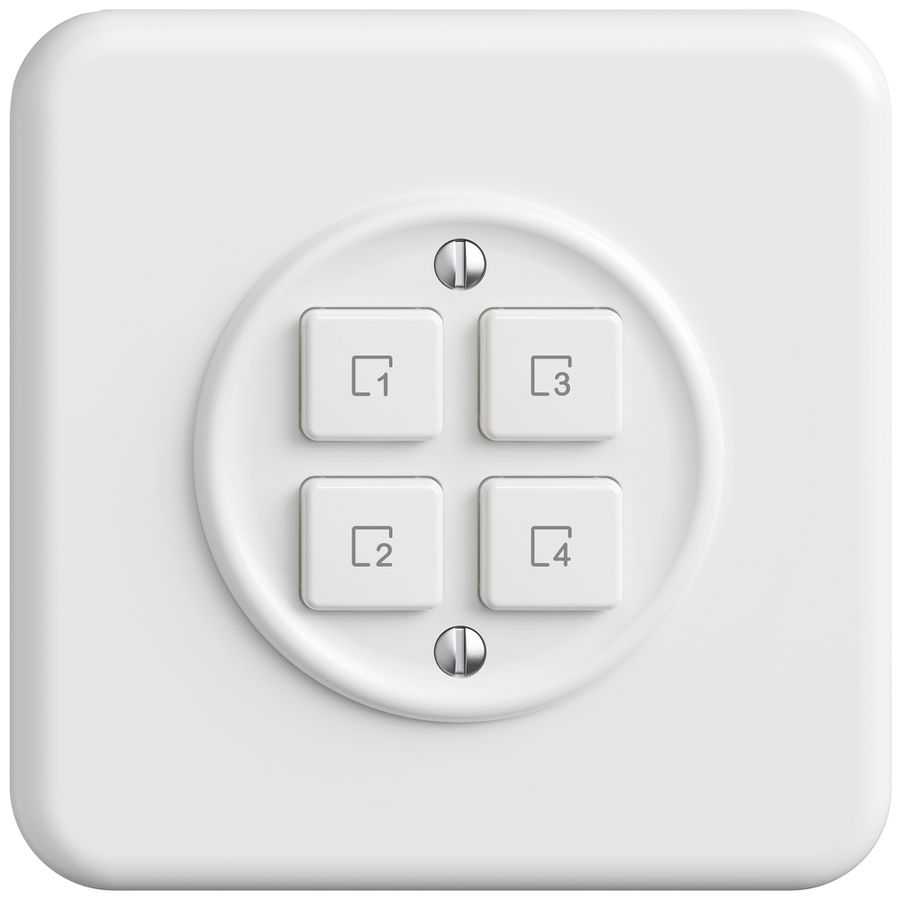 Poussoir scènes ENC STANDARDdue Wiser SNAPFIX® 4 scènes 4 touches bc