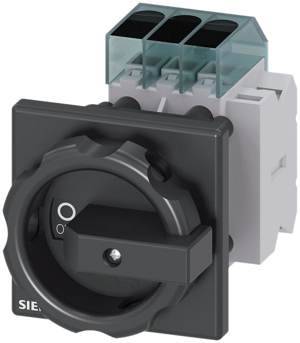 Interrupteur de charge Siemens SENTRON 3LD3 frontal 63A 3L +1F/1O 66×66mm no