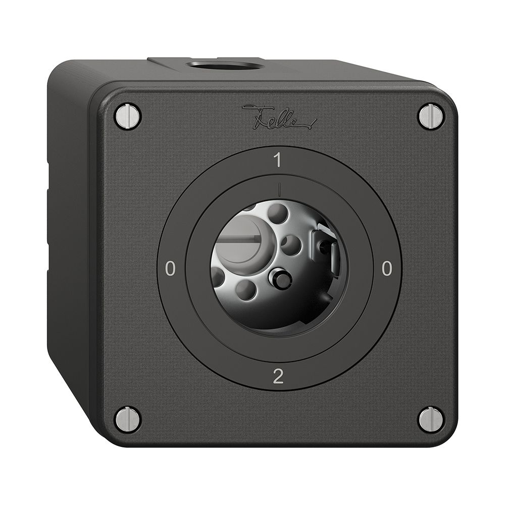 Interruttore rotativo NAPU NEVO, 2/2L, senza cilindro, KS, 0-1-0-2, nero