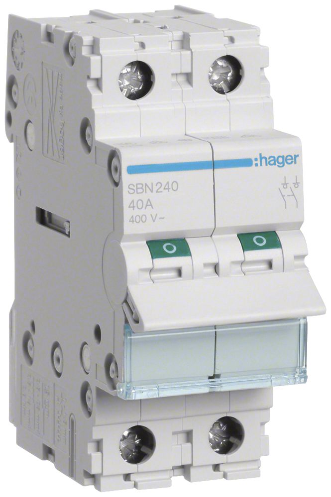 REG-Ausschalter Hager 40A 400V 2 Schliesser 0 Öffner 0 Wechsler 2TE