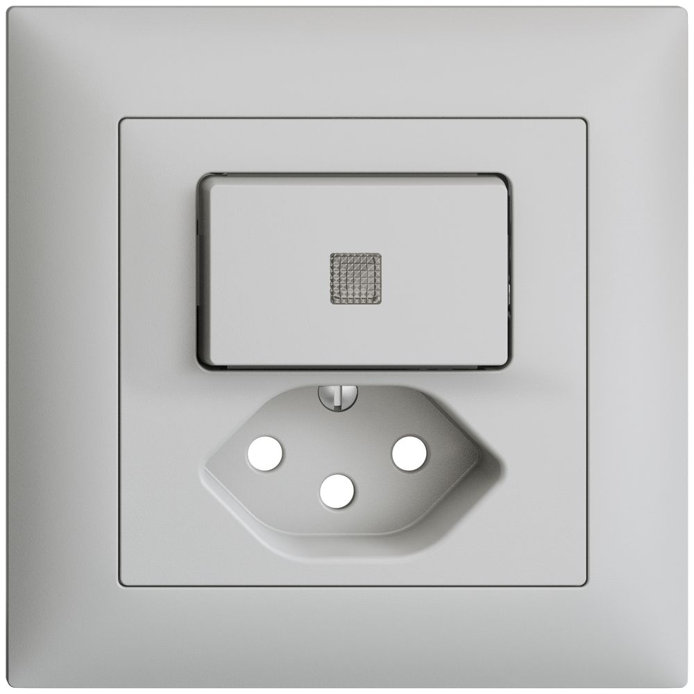 UP-Frontset EDIZIOdue T13 88×88mm hellgrau mit Linse, mit Kinderschutz