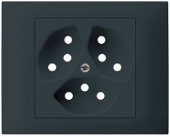 EB-Frontset kallysto f.Einbausteckdose G3 3×T13 Abdeckrahmen schraubbar schwarz