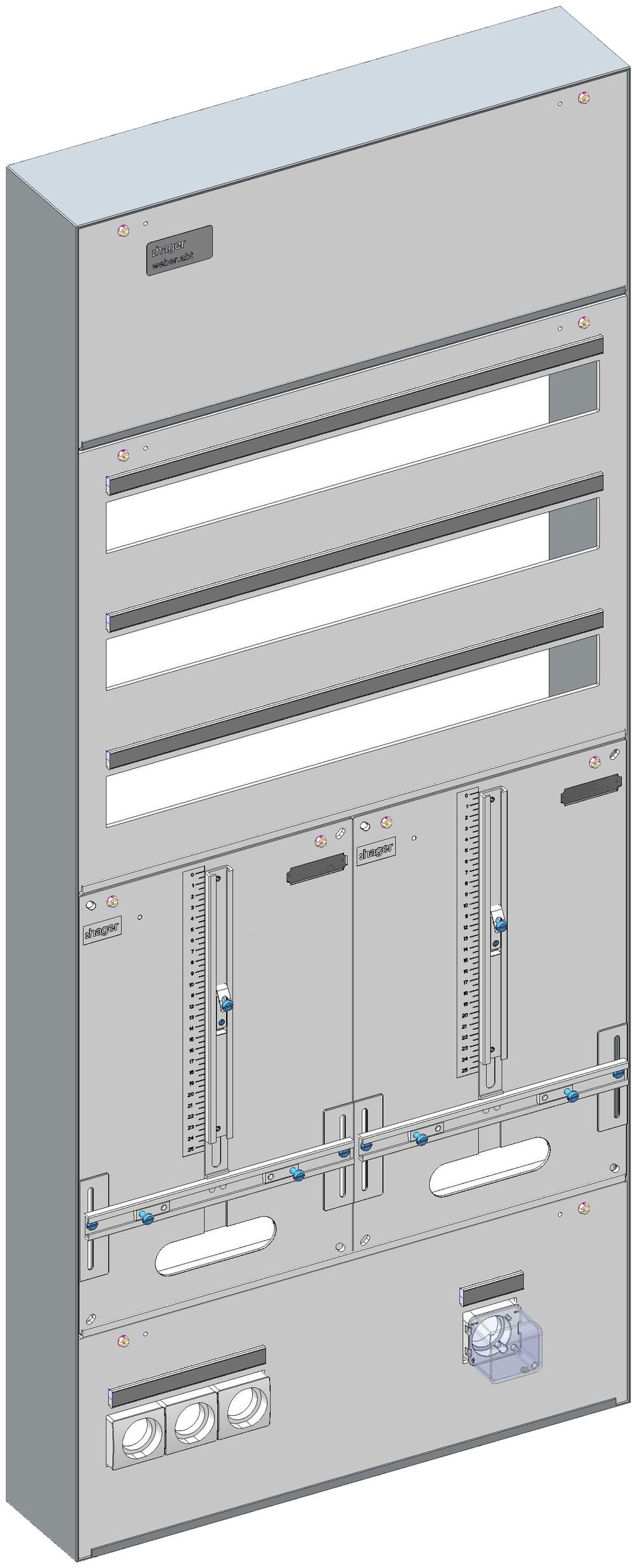 Coffret de distribution AP Hager ABT 2 places pour compteur 3-rangées 506×1219mm