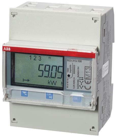 Compteur d'énergie AMD ABB iBus B23 313-100, 3×65A Silber 2DI/2DO M-Bus